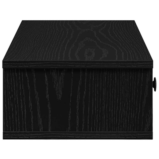 Vegghylle med skuffer svart 60x28x15 cm konstruert tre