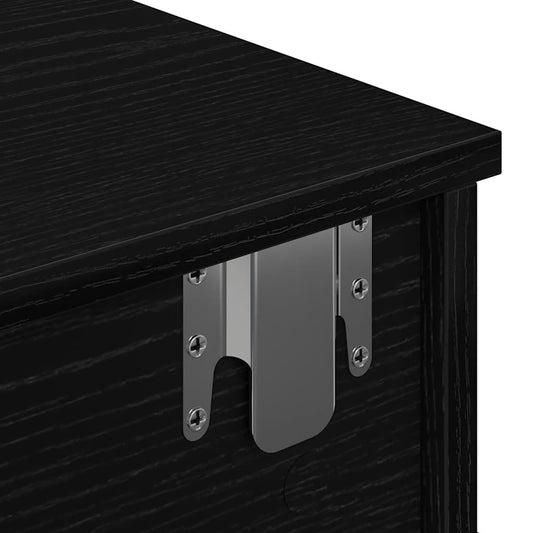 Vegghylle med skuffer svart 60x28x15 cm konstruert tre