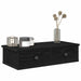 Vegghylle med skuffer svart 60x28x15 cm konstruert tre