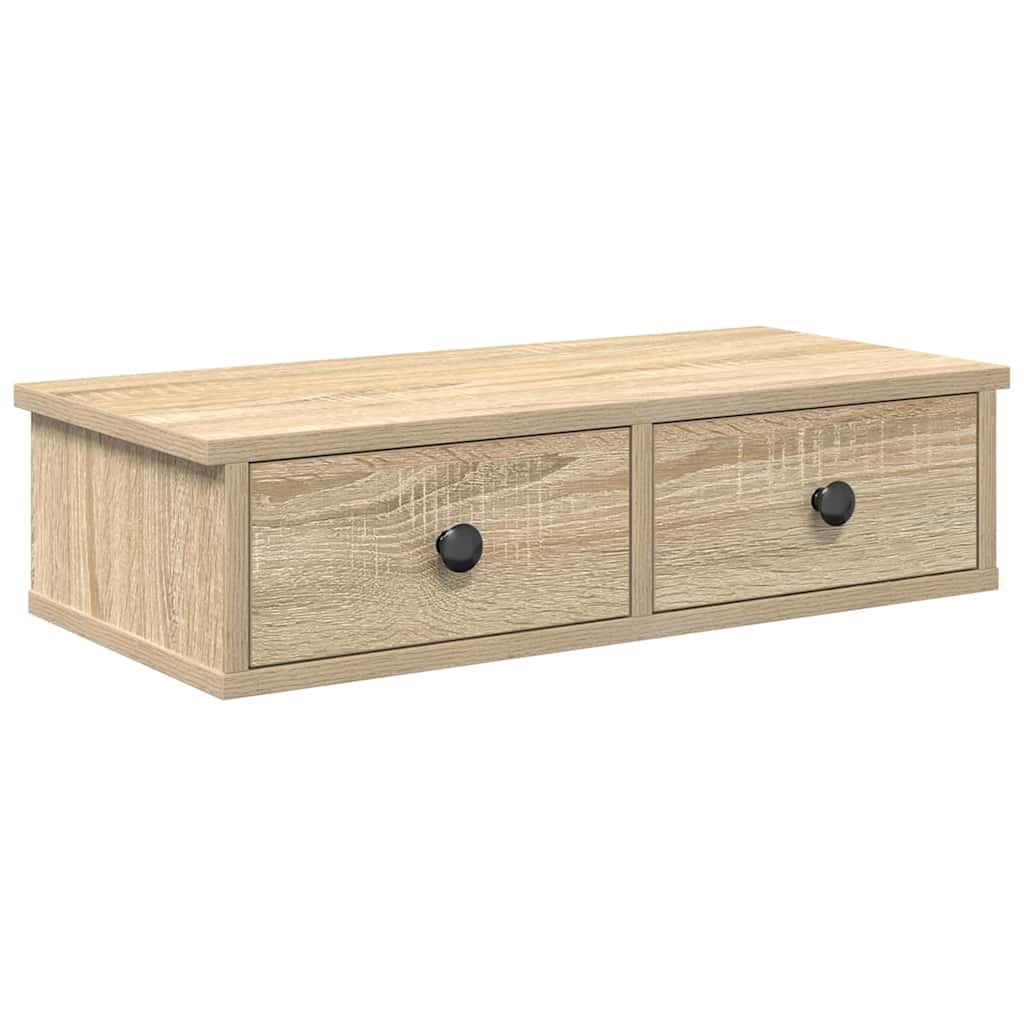 Vegghylle med skuffer sonoma eik 60x28x15 cm konstruert tre