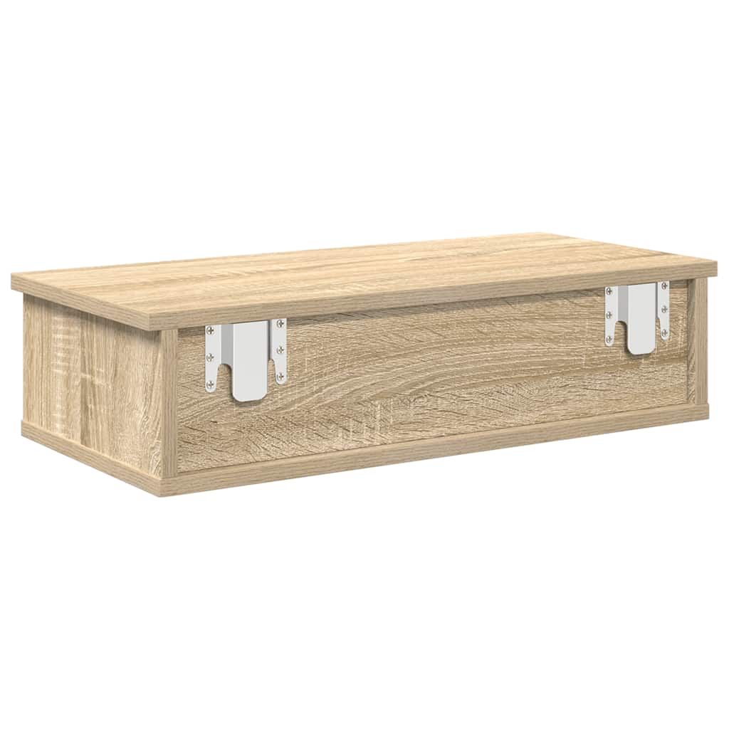 Vegghylle med skuffer sonoma eik 60x28x15 cm konstruert tre