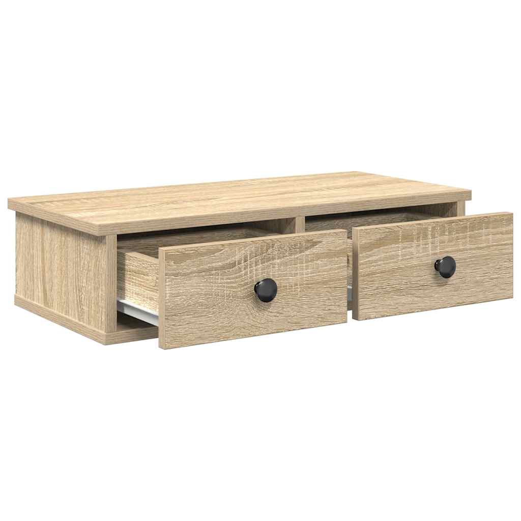 Vegghylle med skuffer sonoma eik 60x28x15 cm konstruert tre