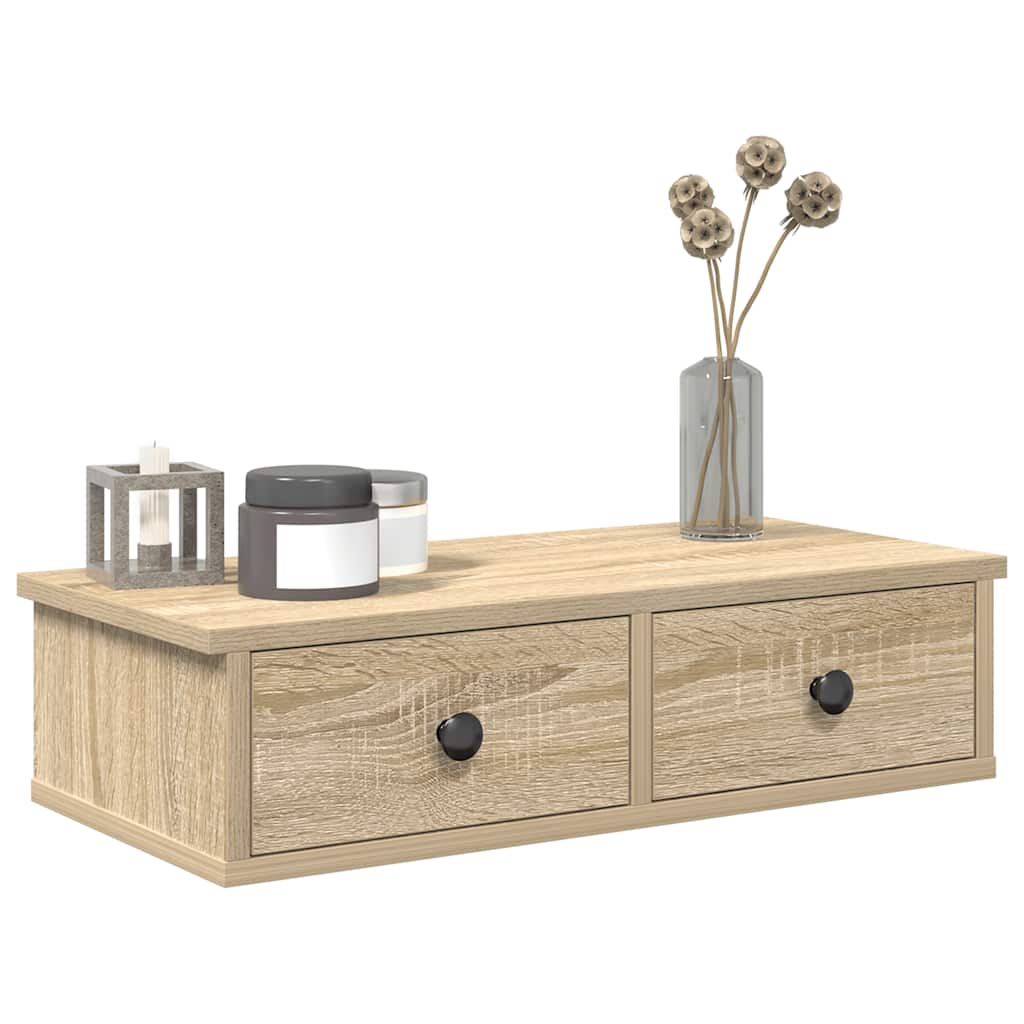 Vegghylle med skuffer sonoma eik 60x28x15 cm konstruert tre