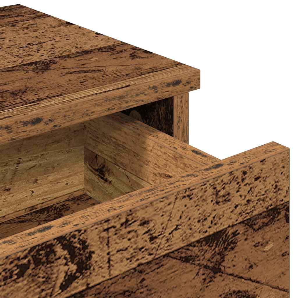 Vegghylle med skuffer gammelt tre 60x28x15 cm konstruert tre
