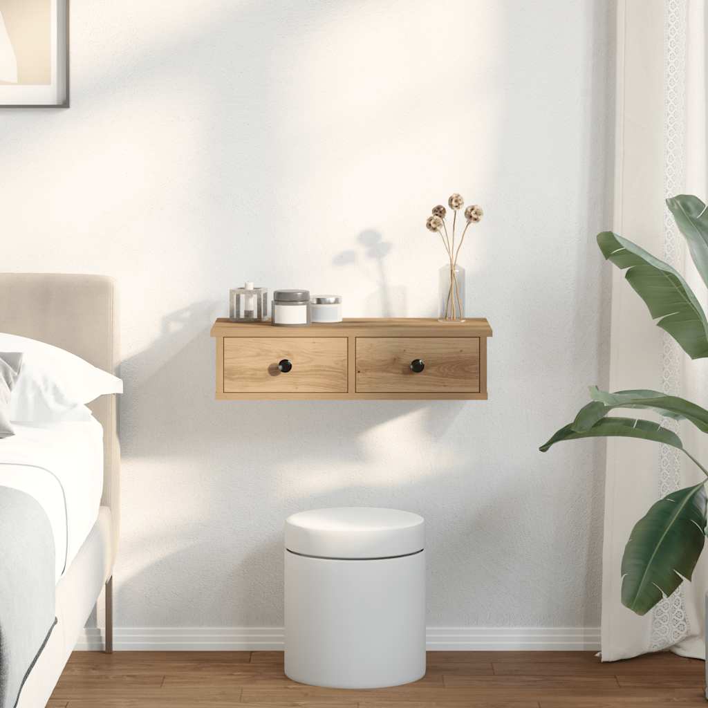 Vegghylle med skuffer artisian eik 60x28x15 cm konstruert tre