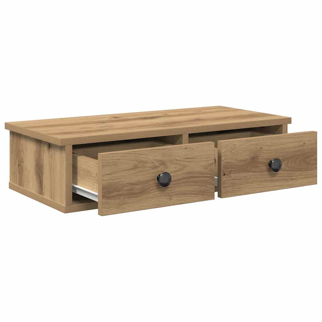 Vegghylle med skuffer artisian eik 60x28x15 cm konstruert tre