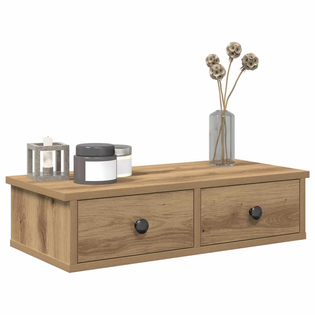 Vegghylle med skuffer artisian eik 60x28x15 cm konstruert tre