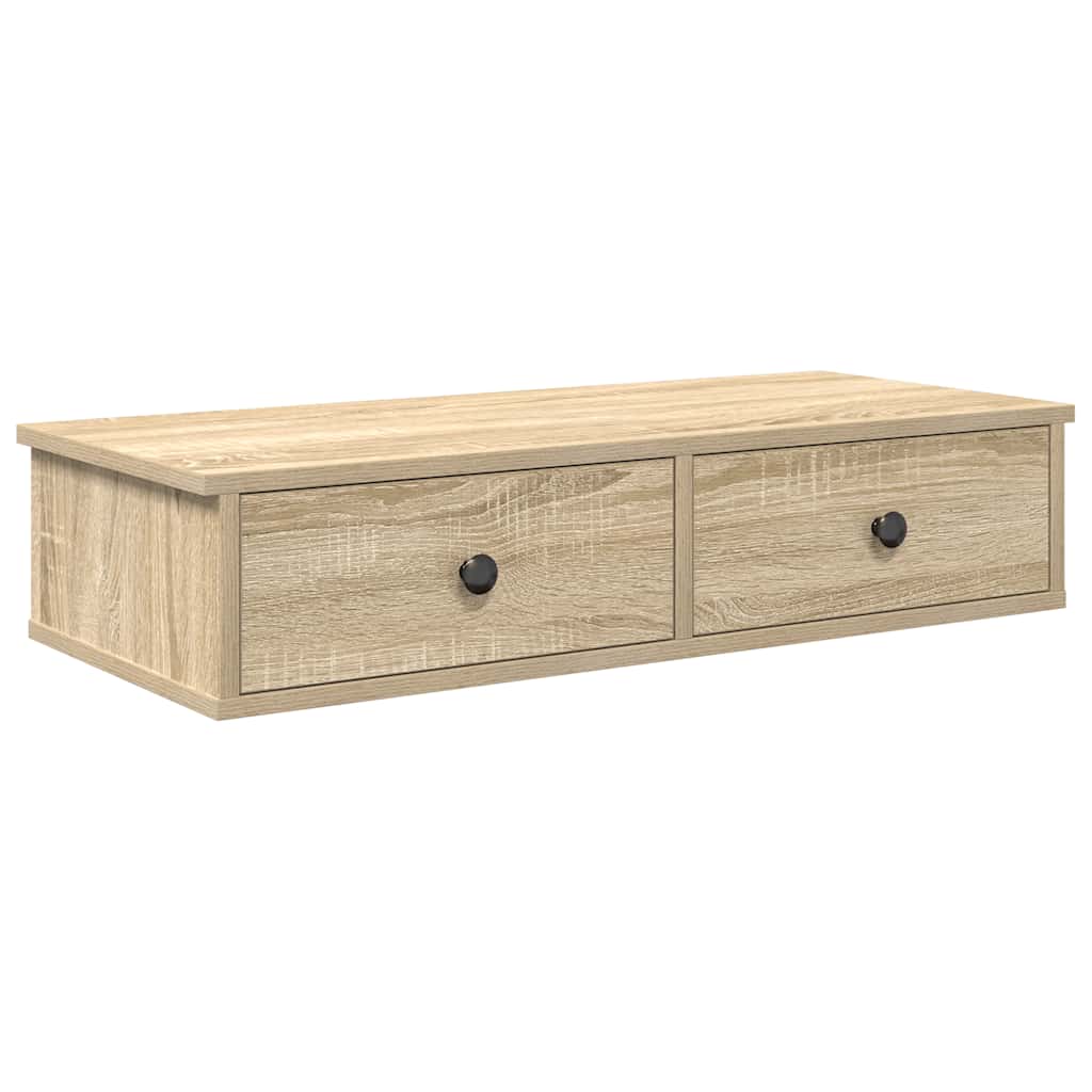 Vegghylle med skuffer sonoma eik 80x34x17 cm konstruert tre
