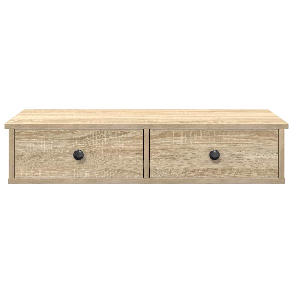 Vegghylle med skuffer sonoma eik 80x34x17 cm konstruert tre