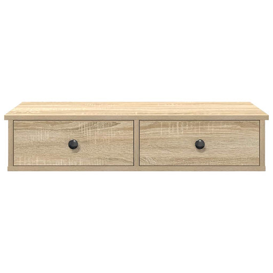 Vegghylle med skuffer sonoma eik 80x34x17 cm konstruert tre