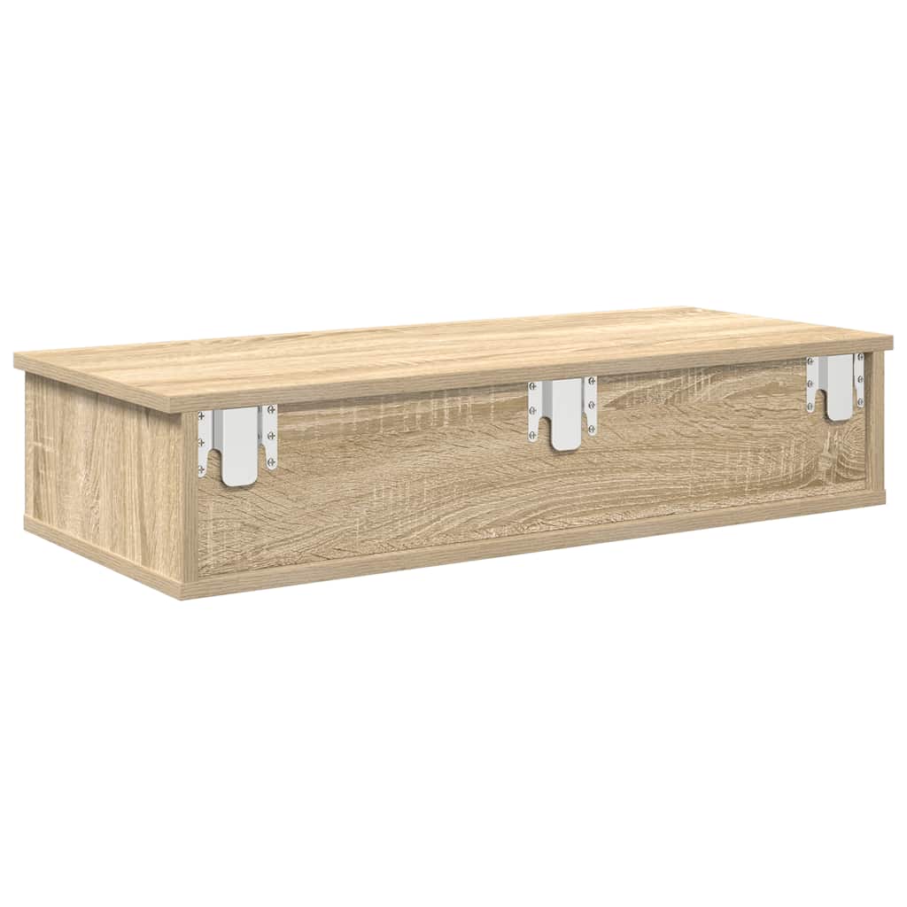 Vegghylle med skuffer sonoma eik 80x34x17 cm konstruert tre
