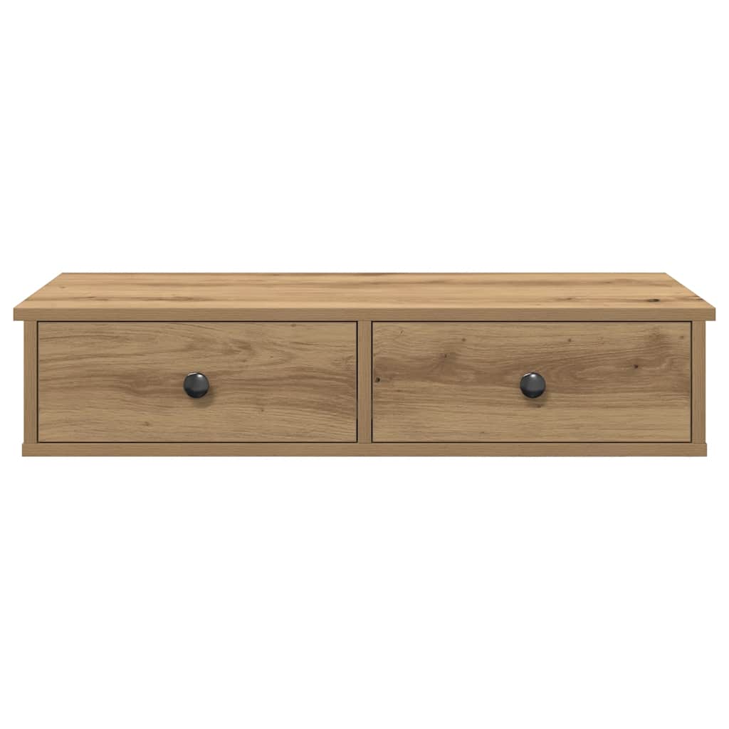 Vegghylle med skuffer artisian eik 80x31x17 cm konstruert tre
