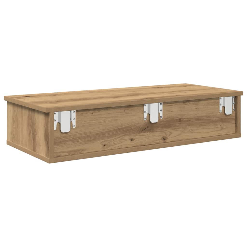 Vegghylle med skuffer artisian eik 80x31x17 cm konstruert tre