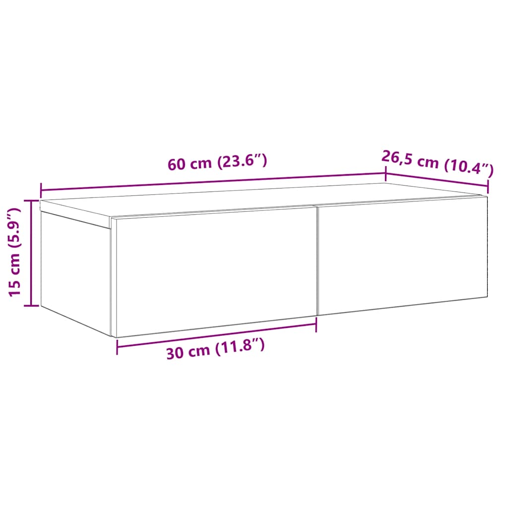 Vegghylle med skuffer sonoma eik 60x26,5x15 cm konstruert tre