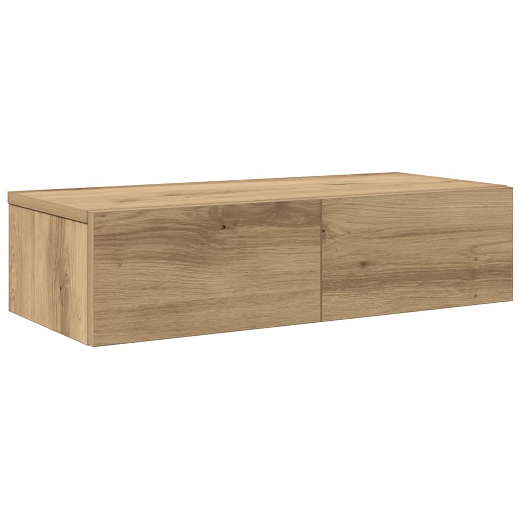 Vegghylle med skuffer artisian eik 60x26,5x15 cm konstruert tre vidaXL