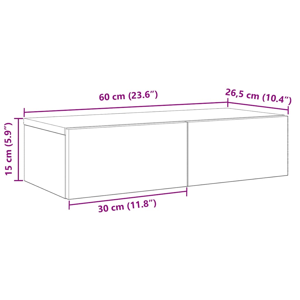 Vegghylle med skuffer artisian eik 60x26,5x15 cm konstruert tre vidaXL