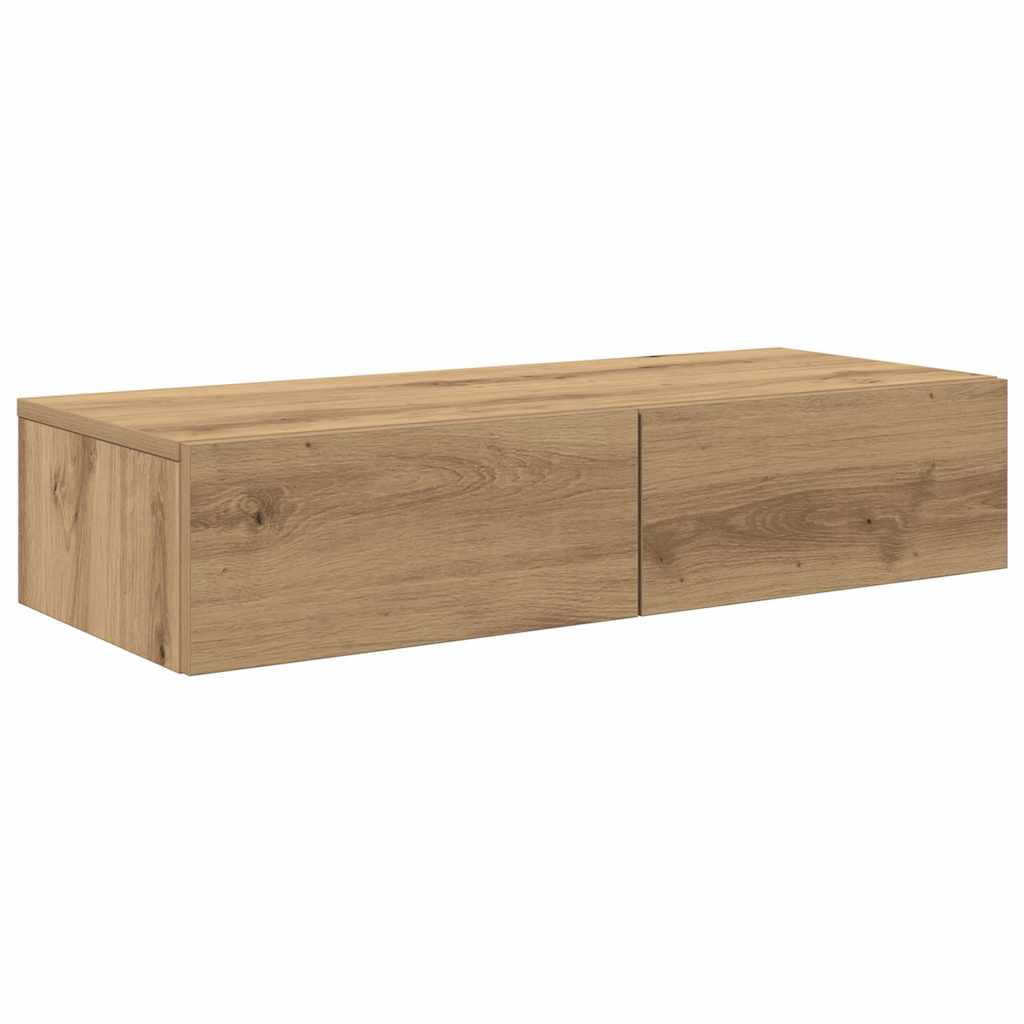 Vegghylle med skuffer artisian eik 80x33x17 cm konstruert tre