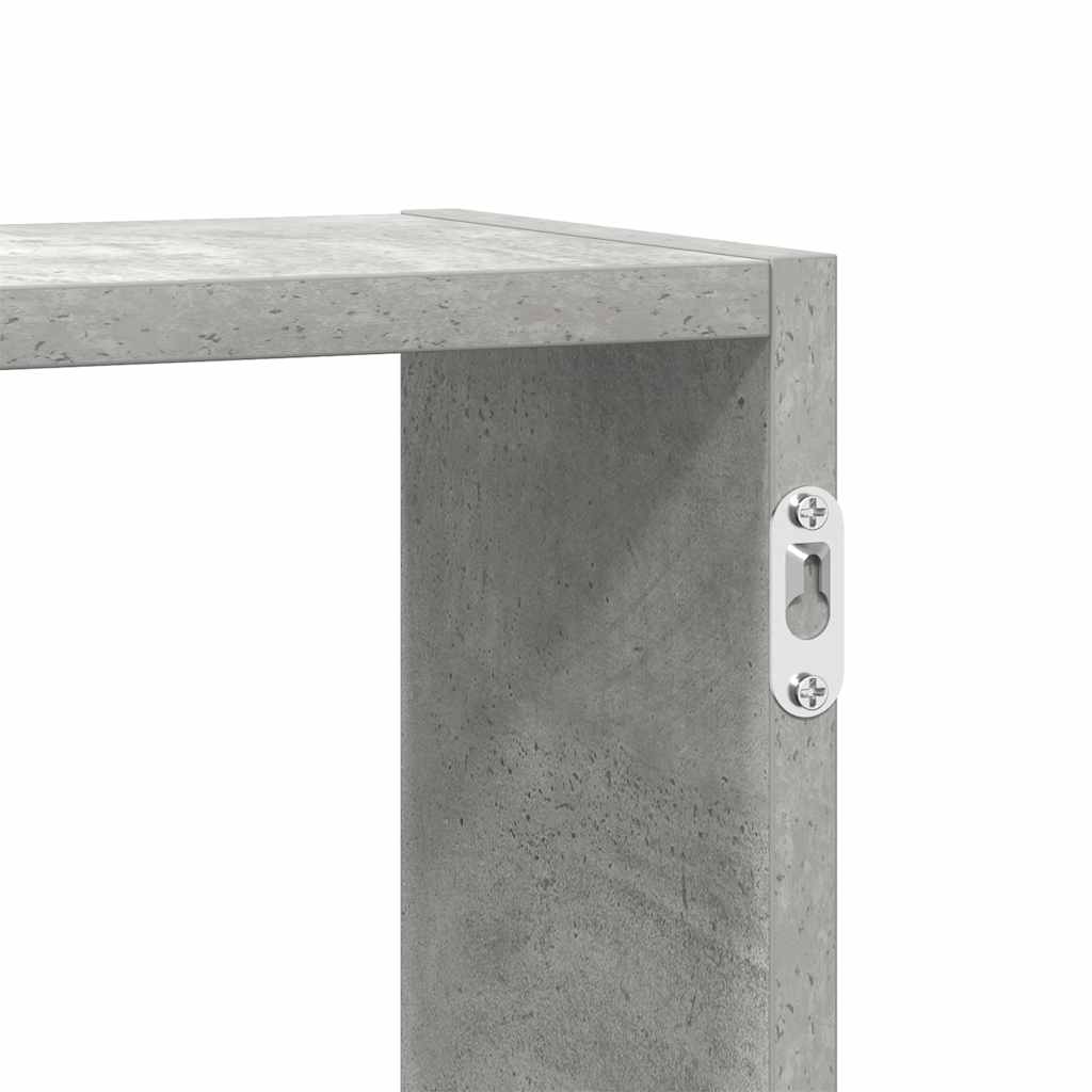 Kubeformet vegghylle 5 rom betonggrå konstruert tre