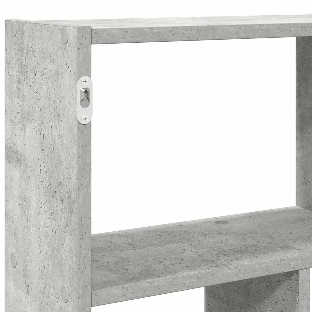 Kubeformet vegghylle 12 rom betonggrå konstruert tre