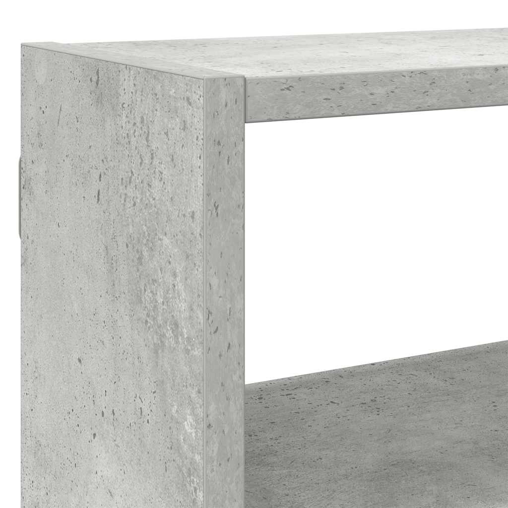 Kubeformet vegghylle 7 rom betonggrå konstruert tre
