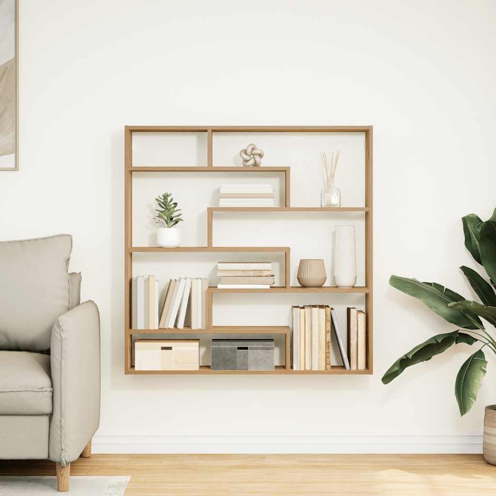 Kubeformet vegghylle 7 rom artisan eik konstruert tre