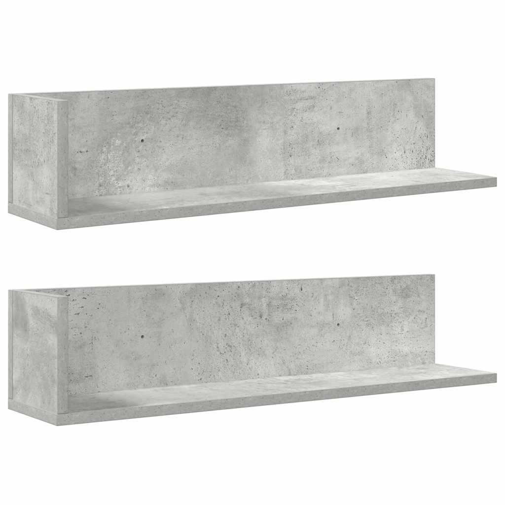 Vegghyller 2 stk betonggrå 75x16,5x16,5 cm konstruert tre