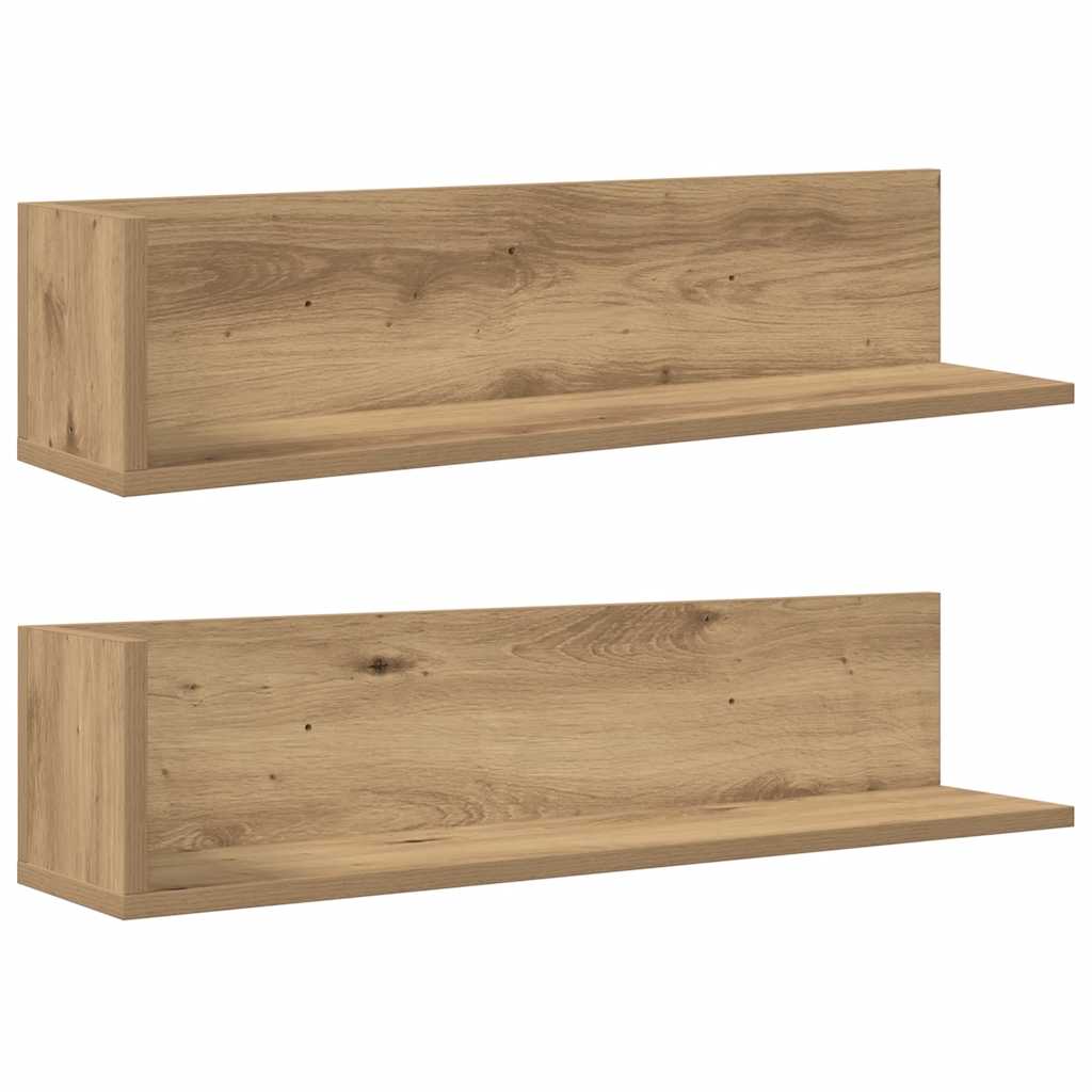 Vegghyller 2 stk artisan eik 75x16,5x16,5 cm konstruert tre