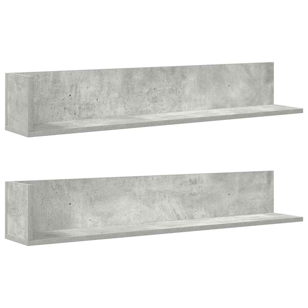 Vegghyller 2 stk betonggrå 100x16,5x16,5 cm konstruert tre