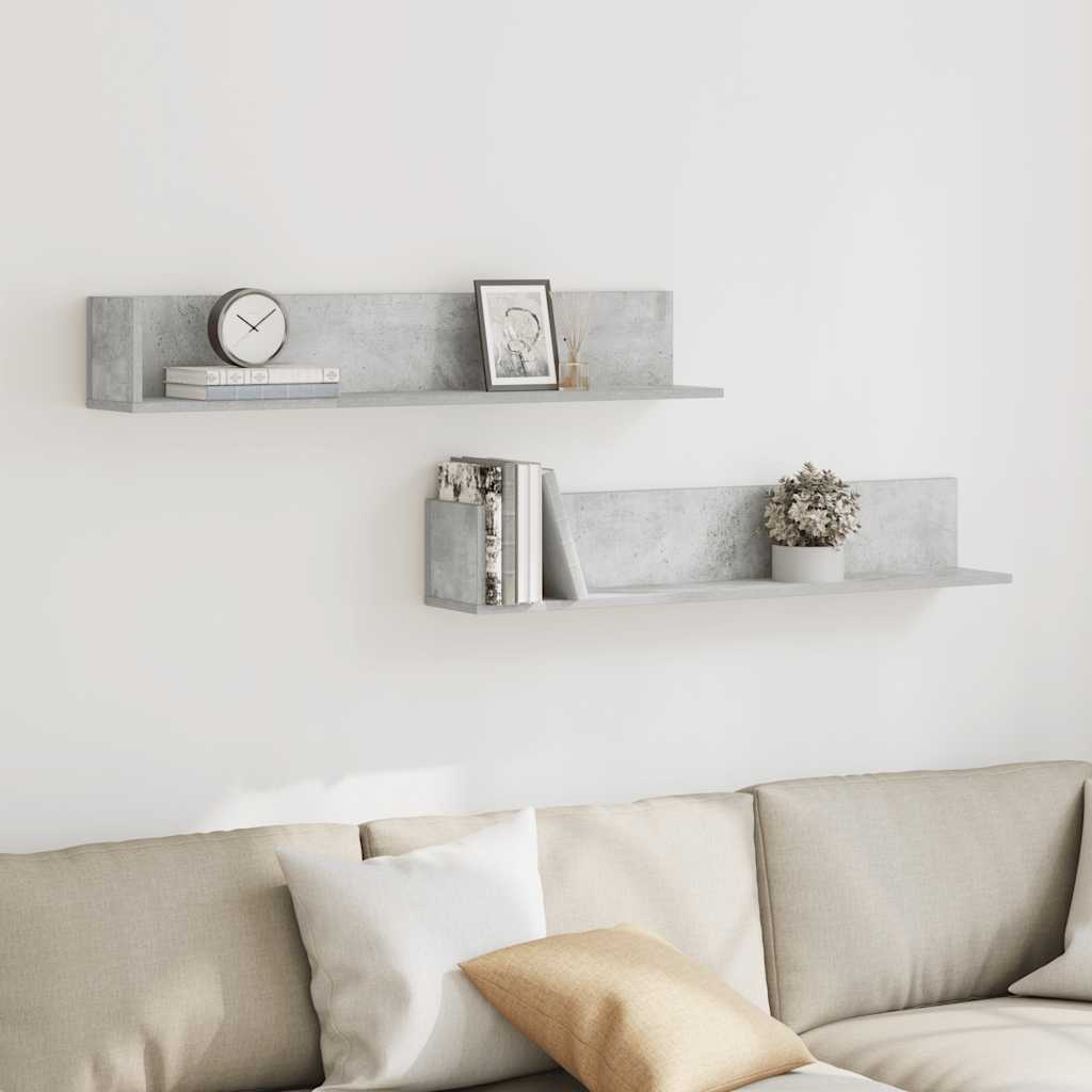 Vegghyller 2 stk betonggrå 100x16,5x16,5 cm konstruert tre