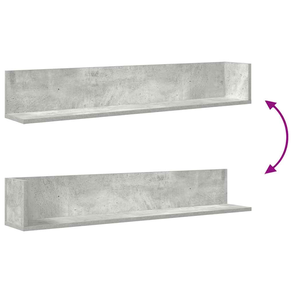 Vegghyller 2 stk betonggrå 100x16,5x16,5 cm konstruert tre