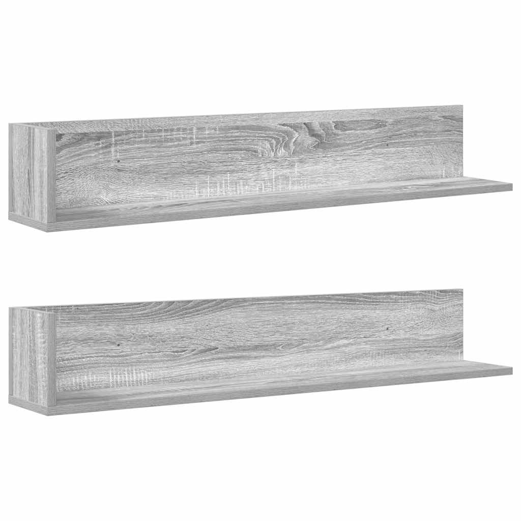 Vegghyller 2 stk grå sonoma 100x16,5x16,5 cm konstruert tre