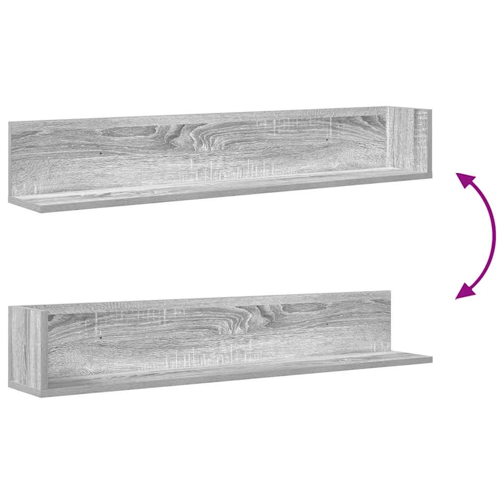 Vegghyller 2 stk grå sonoma 100x16,5x16,5 cm konstruert tre