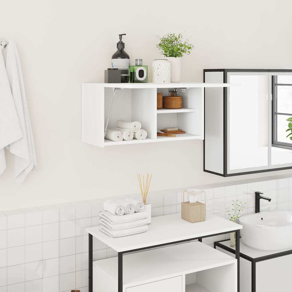 Veggskap til baderom hvit 60x25x30 cm konstruert tre
