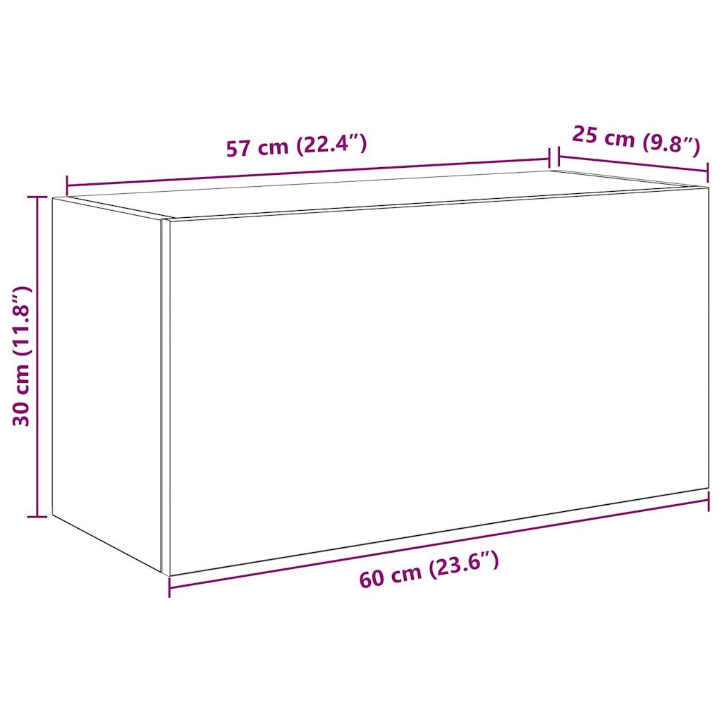 Veggskap til baderom svart 60x25x30 cm konstruert tre