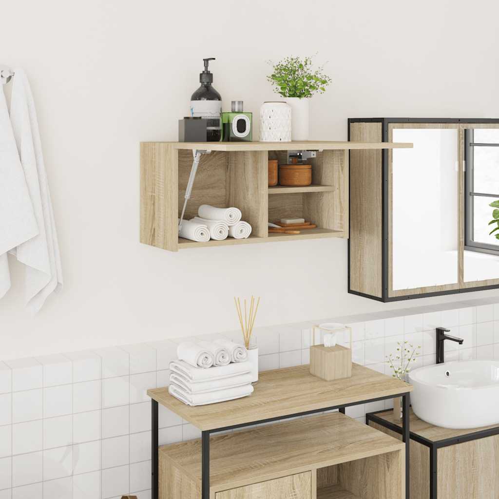 Veggskap til baderom sonoma eik 60x25x30 cm konstruert tre