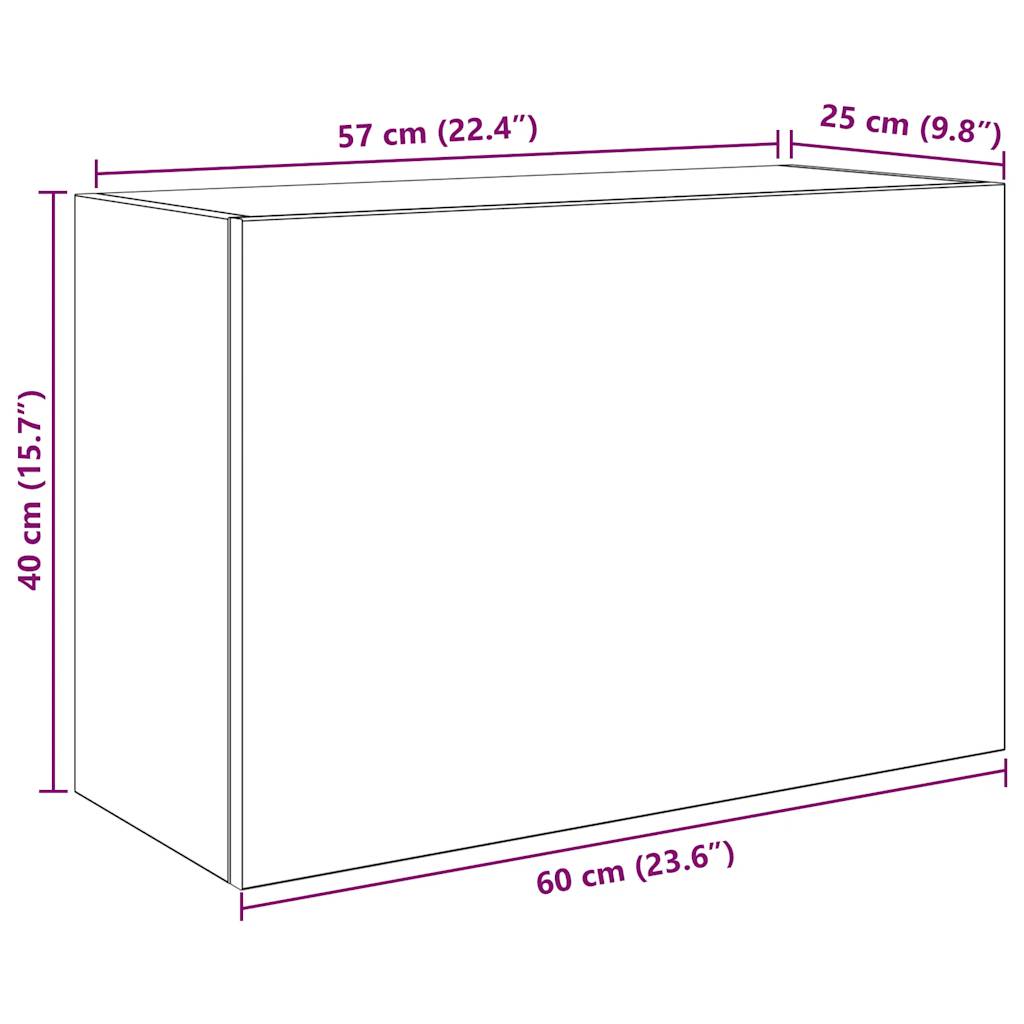 Veggskap til baderom svart 60x25x40 cm konstruert tre