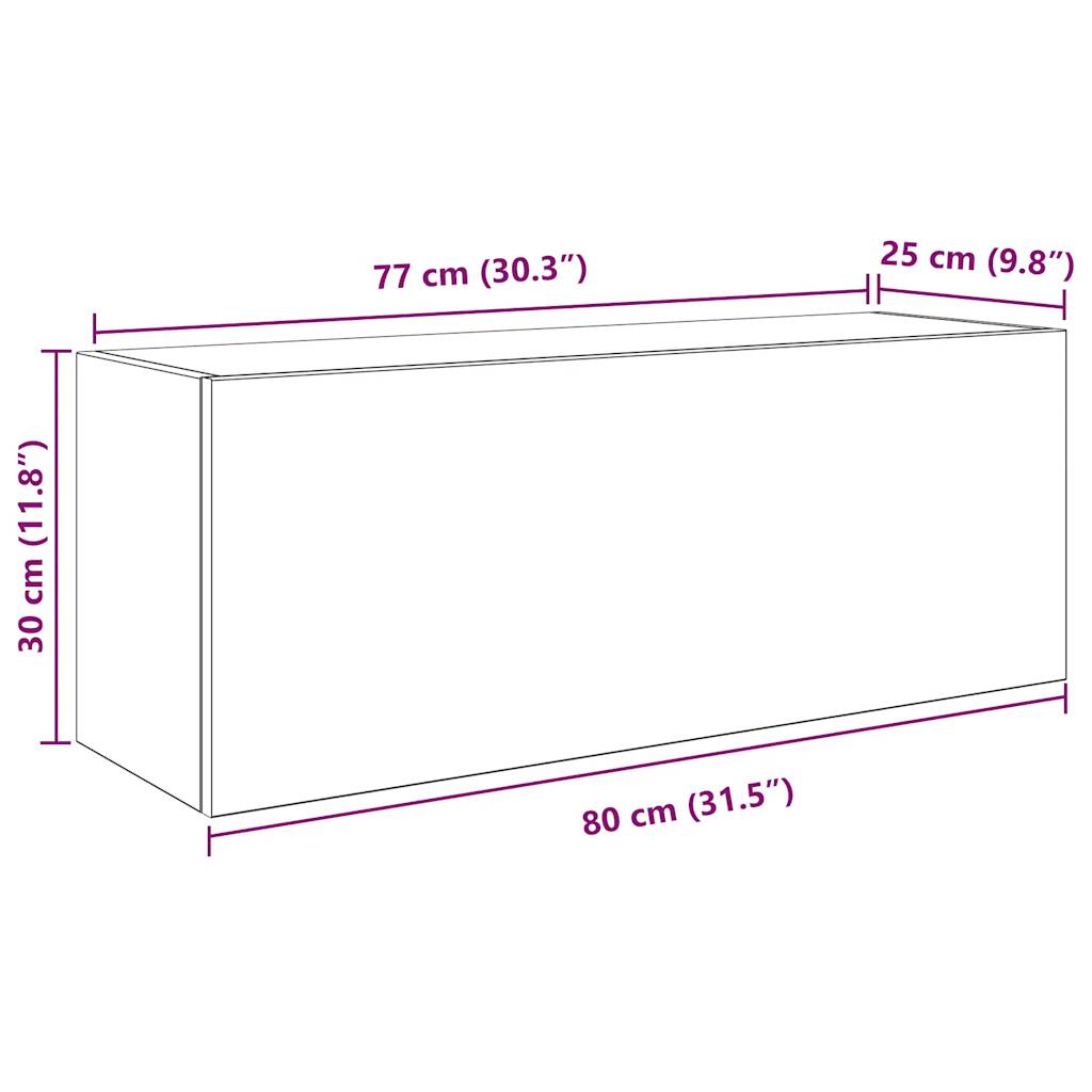 Veggskap til baderom grå sonoma 80x25x30 cm konstruert tre