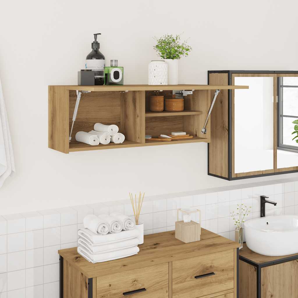 Veggskap til baderom artisan eik 80x25x30 cm konstruert tre
