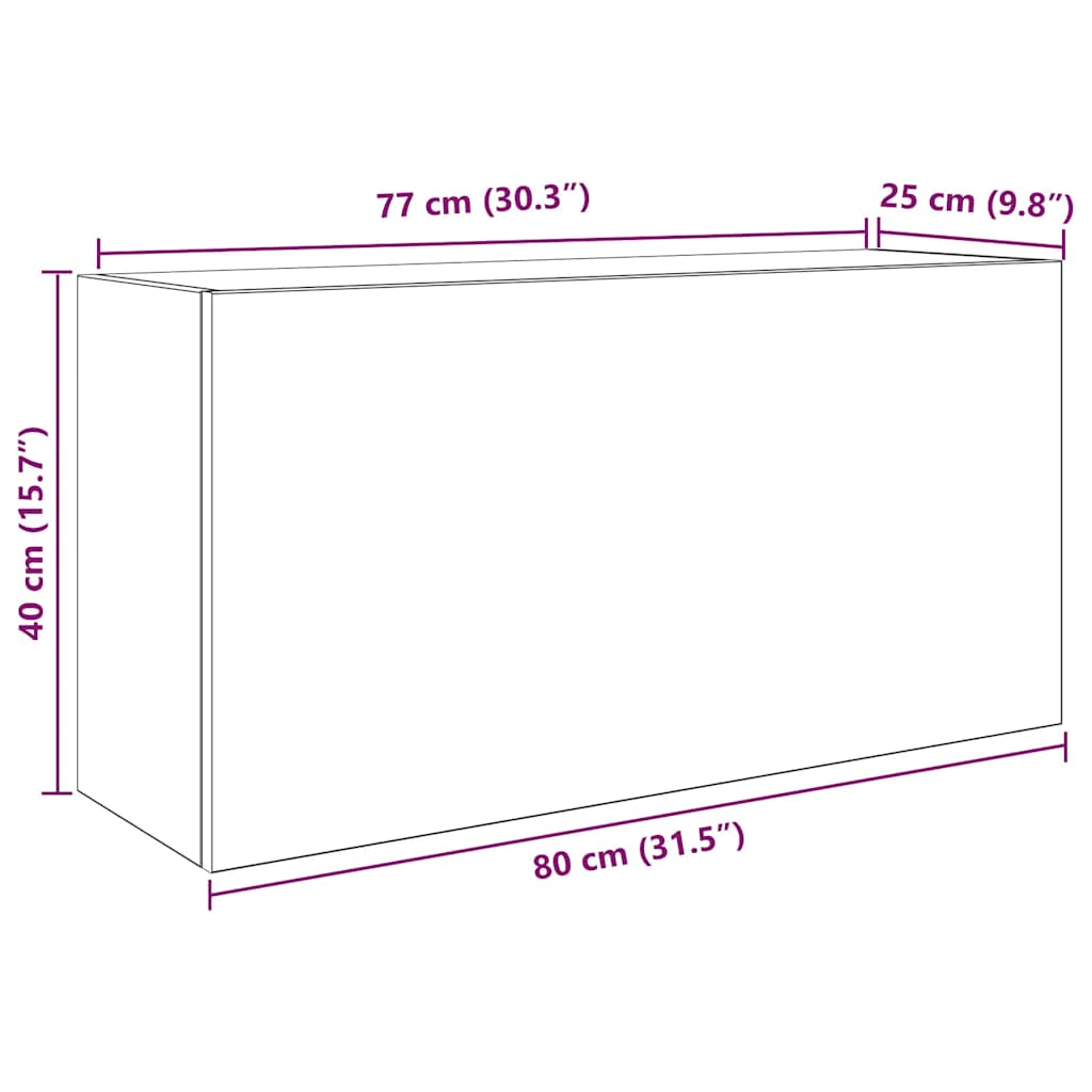 Veggskap til baderom grå sonoma 80x25x40 cm konstruert tre