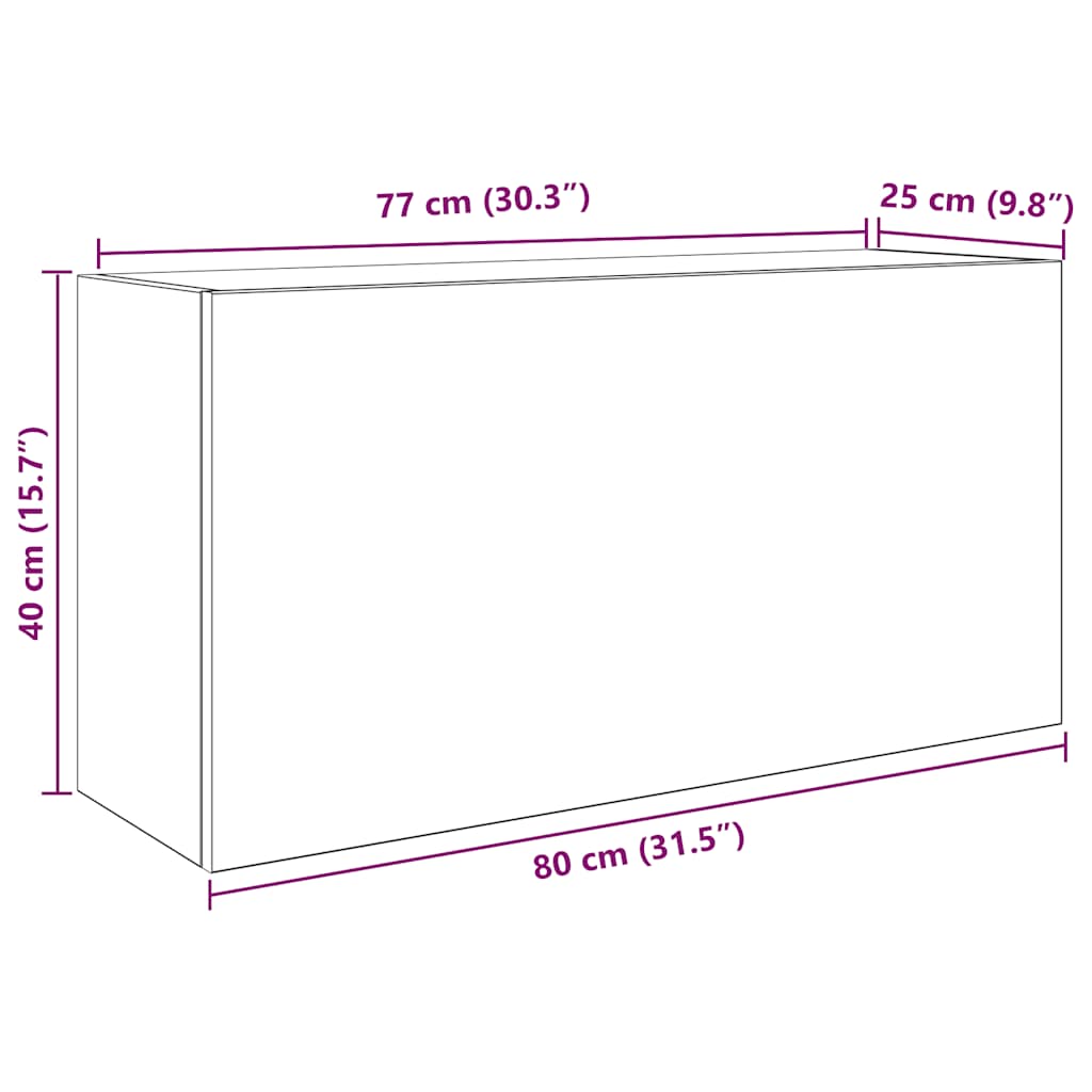 Veggskap til baderom brun eik 80x25x40 cm konstruert tre