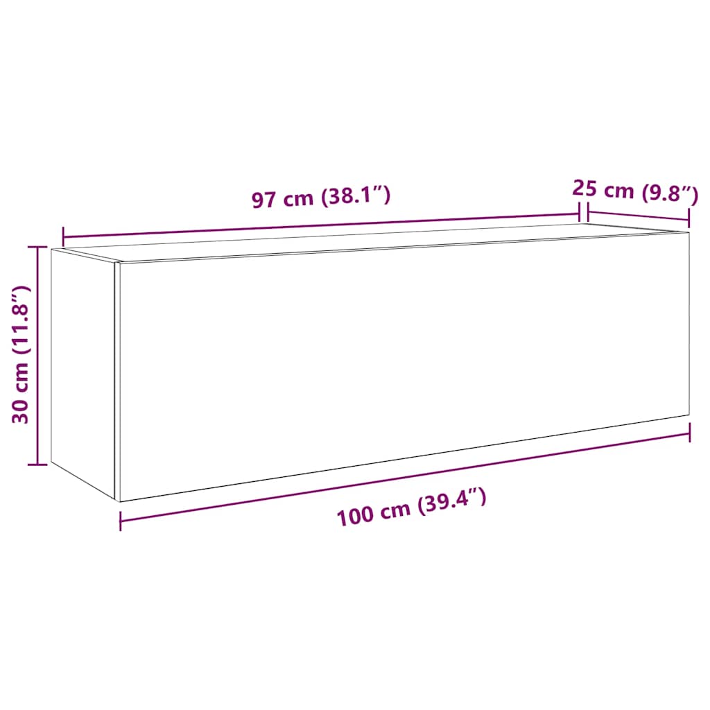 Veggskap til baderom hvit 100x25x30 cm konstruert tre