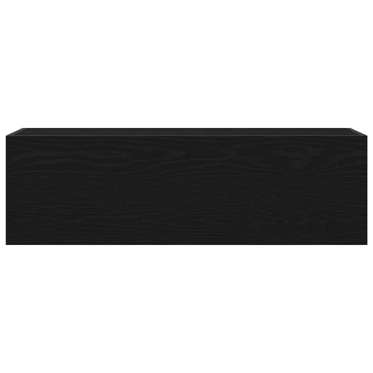 Veggskap til baderom svart 100x25x30 cm konstruert tre