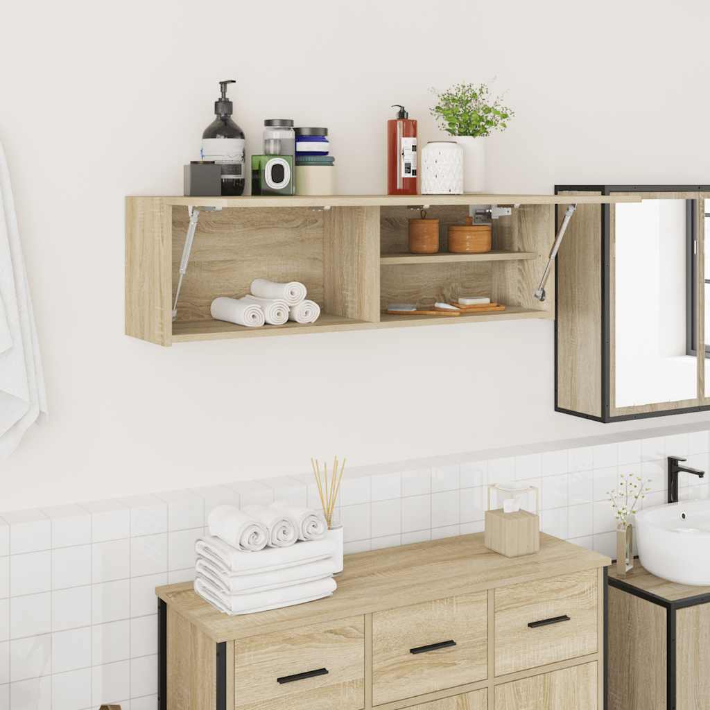 Veggskap til baderom sonoma eik 100x25x30 cm konstruert tre