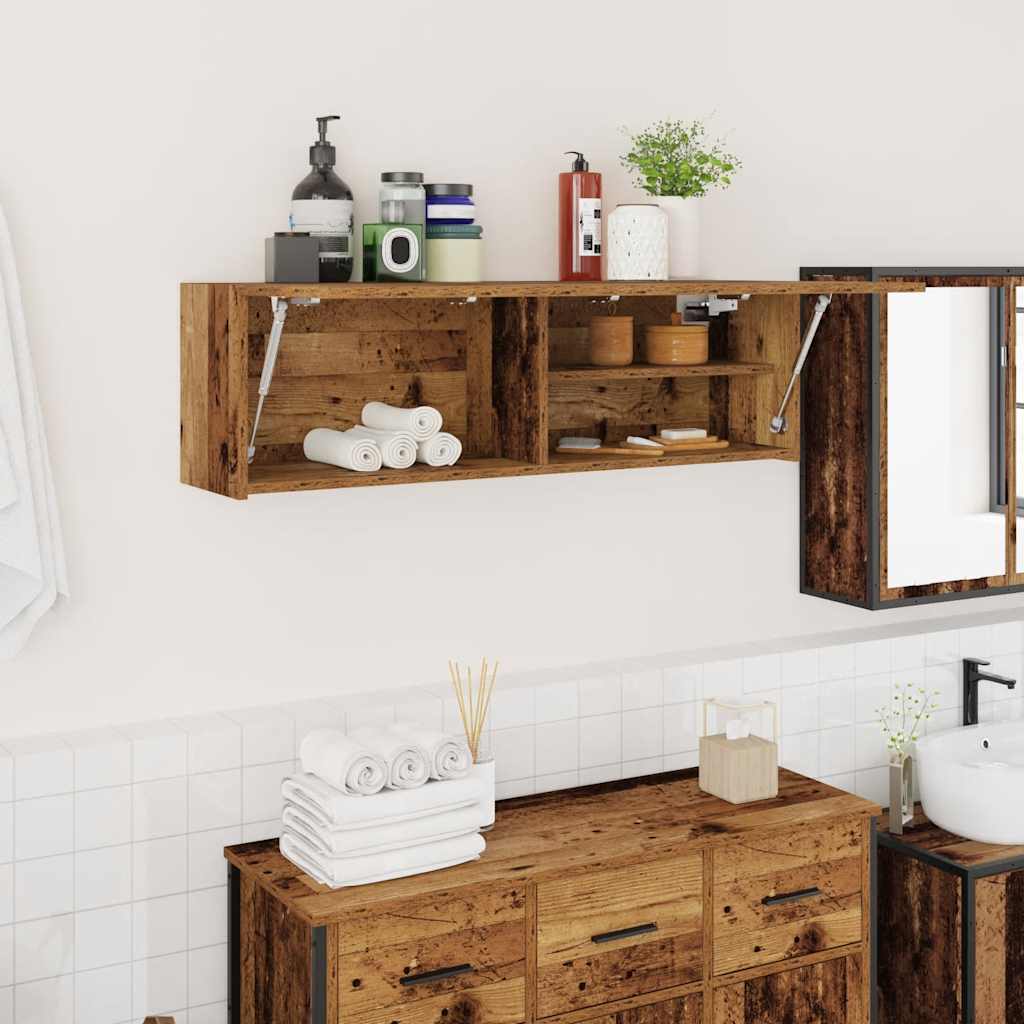 Veggskap til baderom gammelt tre 100x25x30 cm konstruert tre