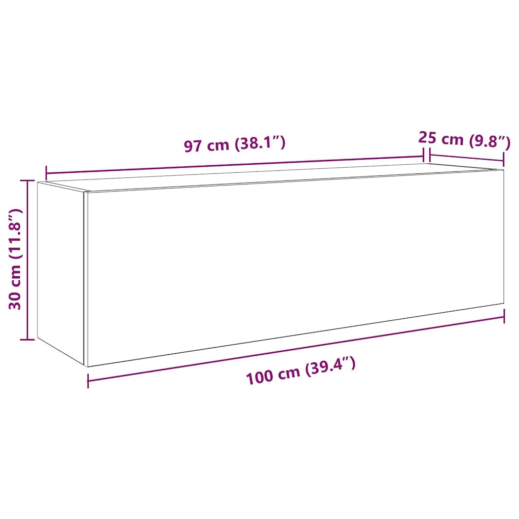 Veggskap til baderom artisan eik 100x25x30 cm konstruert tre