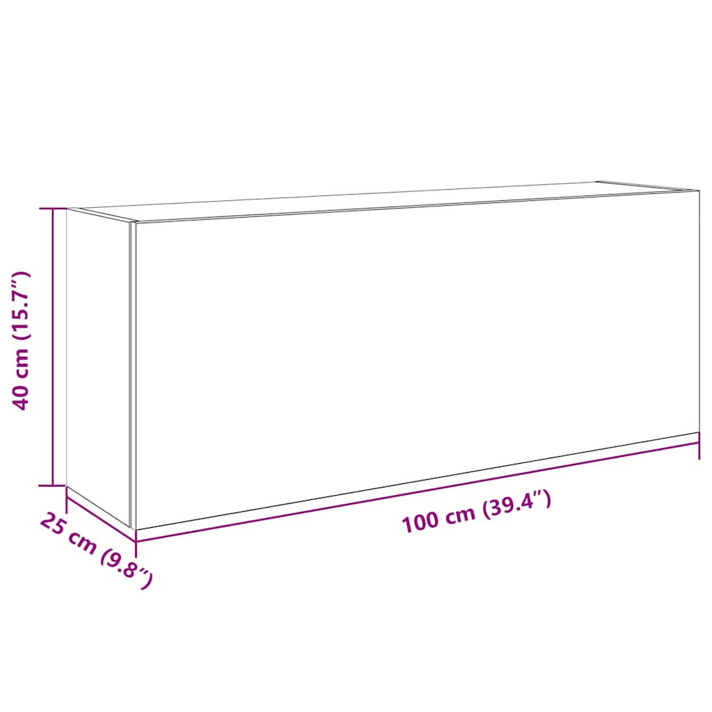 Veggskap til baderom hvit 100x25x40 cm konstruert tre