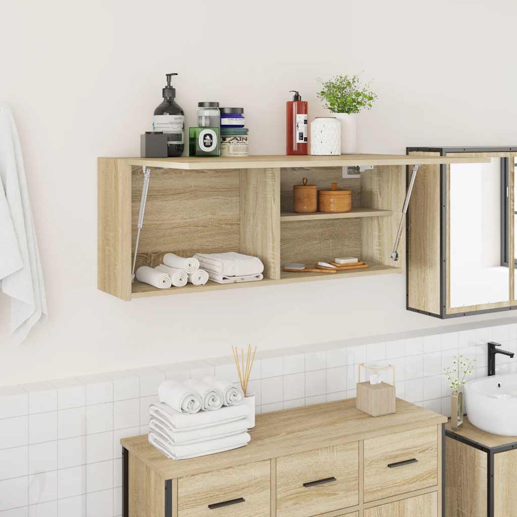 Veggskap til baderom sonoma eik 100x25x40 cm konstruert tre