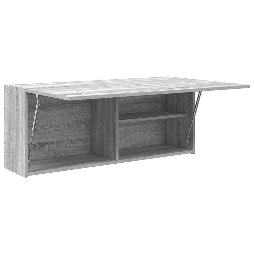 Veggskap til baderom grå sonoma 100x25x40 cm konstruert tre
