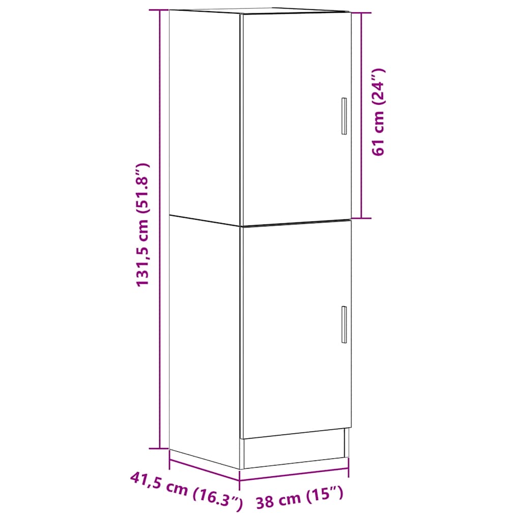 Kjøkkenskap sonoma eik 38x41,5x131,5 cm konstruert tre