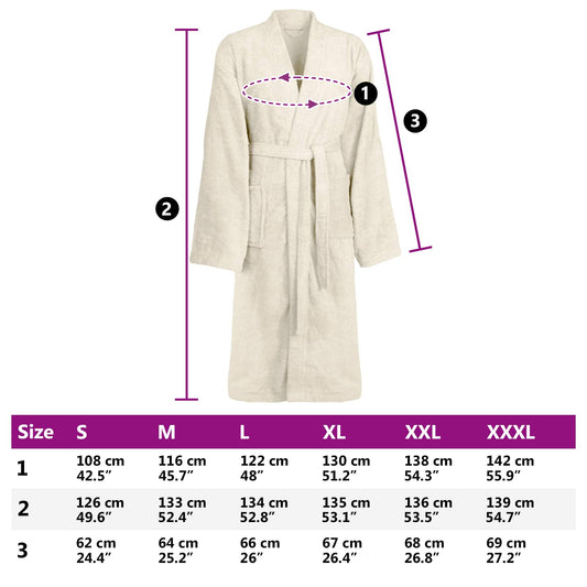 Badekåpe KINN Krem S Bomull vidaXL
